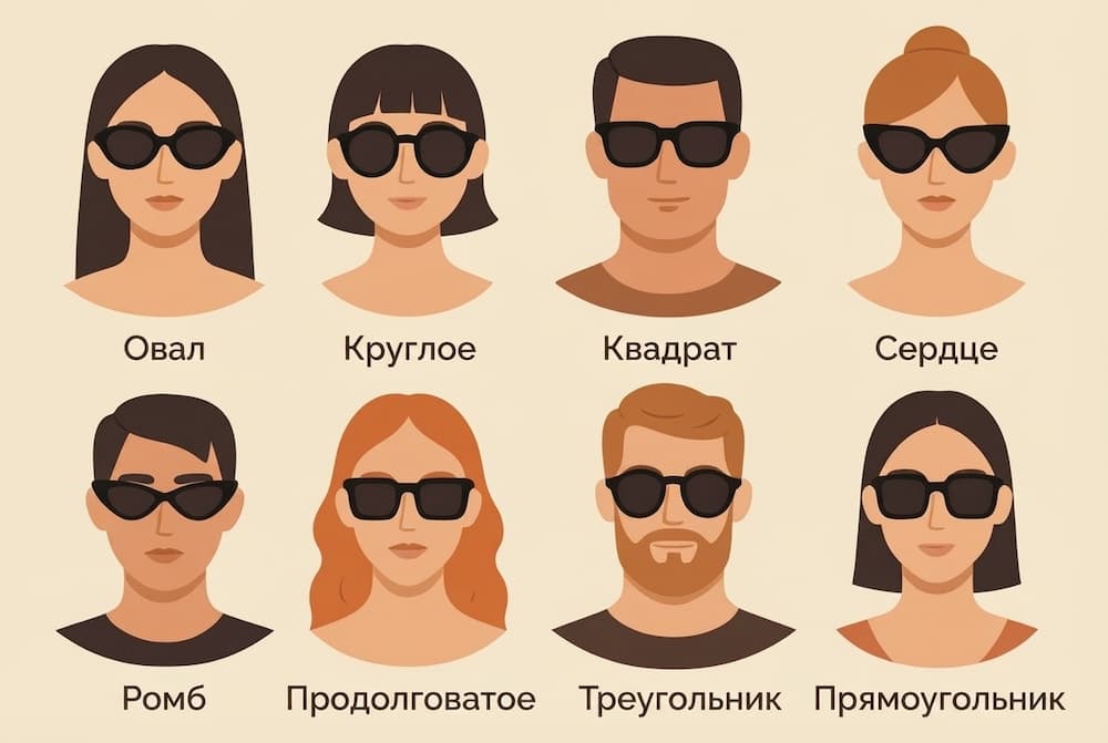 солнцезащитные очки по форме лица